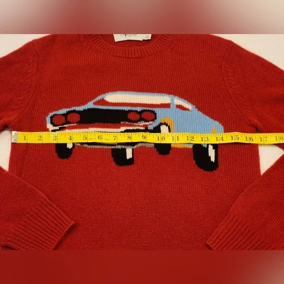 Coach 1941 Red Intarsia Sweater M 100% Cashmere Vintage Car Rare HTF NWOT NEW - Picture 13 of 16